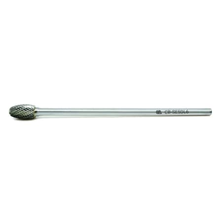 Continental Abrasives SE-5 Double Cut Oval Tungsten Carbide Burr 6" Shank CB-SE5DL6